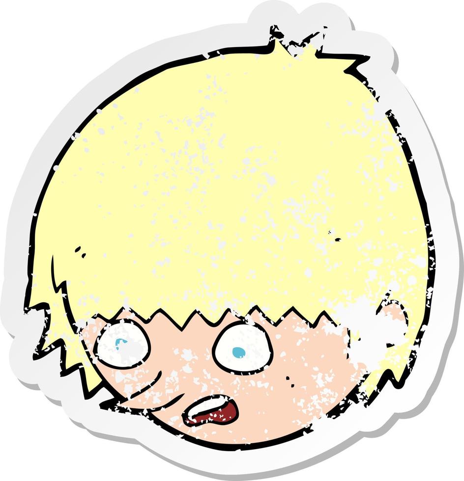 retro distressed sticker of a cartoon stressed face vector