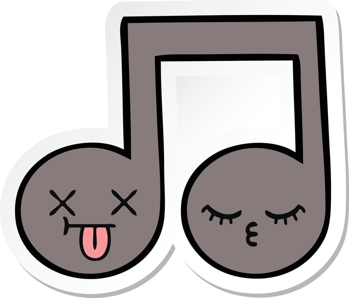 sticker of a cute cartoon musical note vector