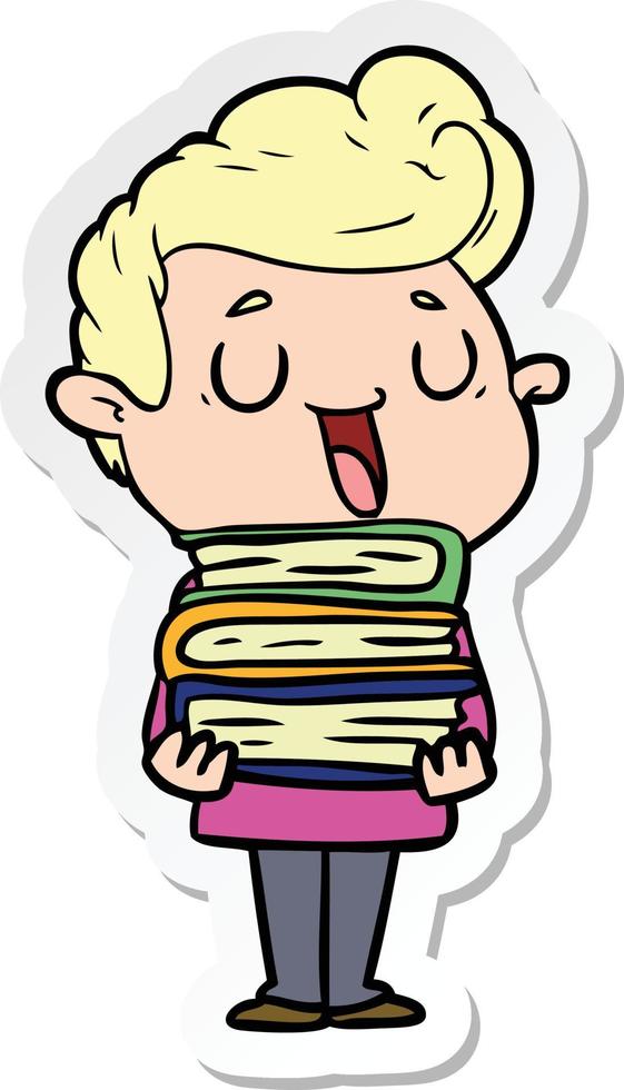 sticker of a happy cartoon man vector