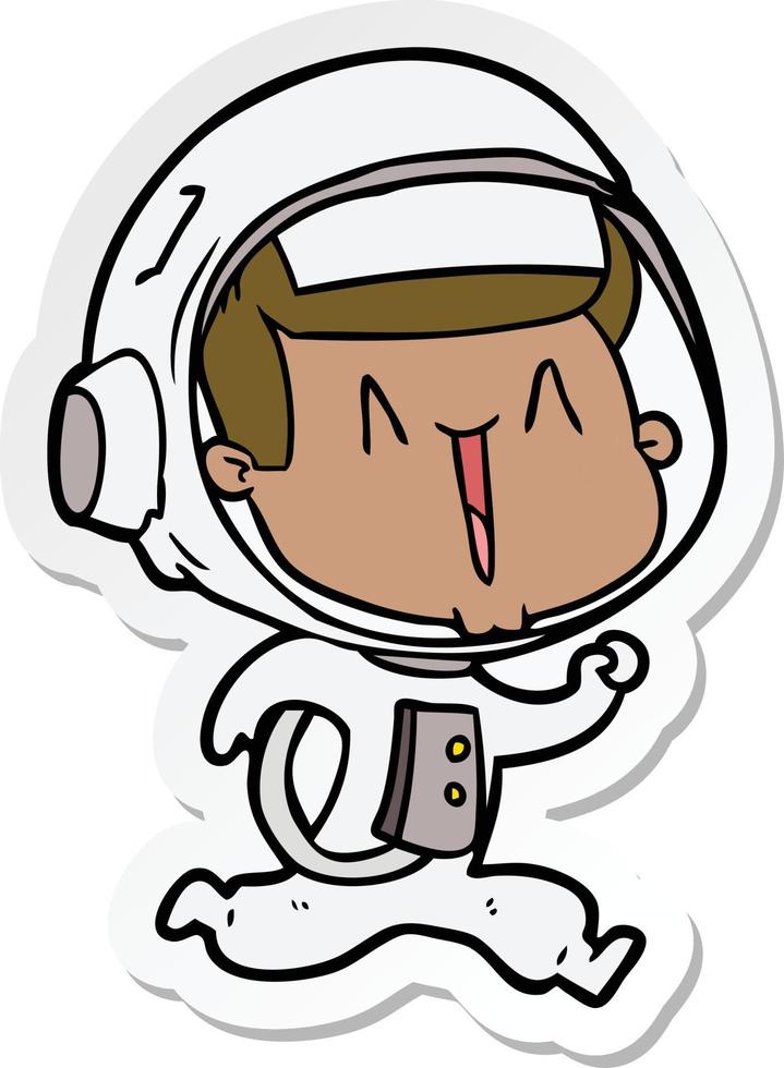 sticker of a happy cartoon astronaut vector