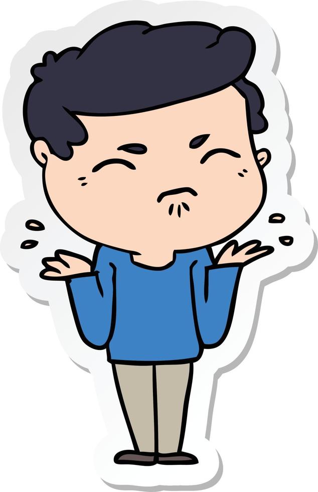 sticker of a cartoon annoyed man vector