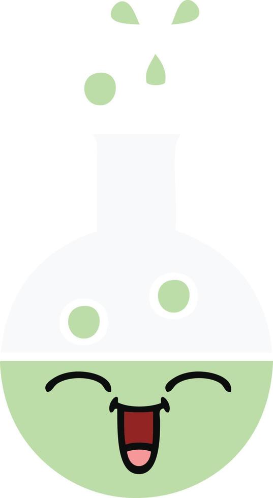 flat color retro cartoon test tube vector