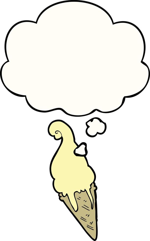 cartoon ice cream and thought bubble vector