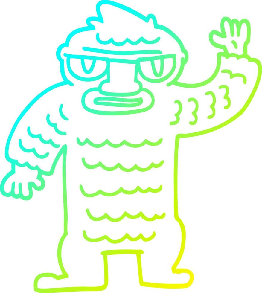 cold gradient line drawing cartoon big yeti vector
