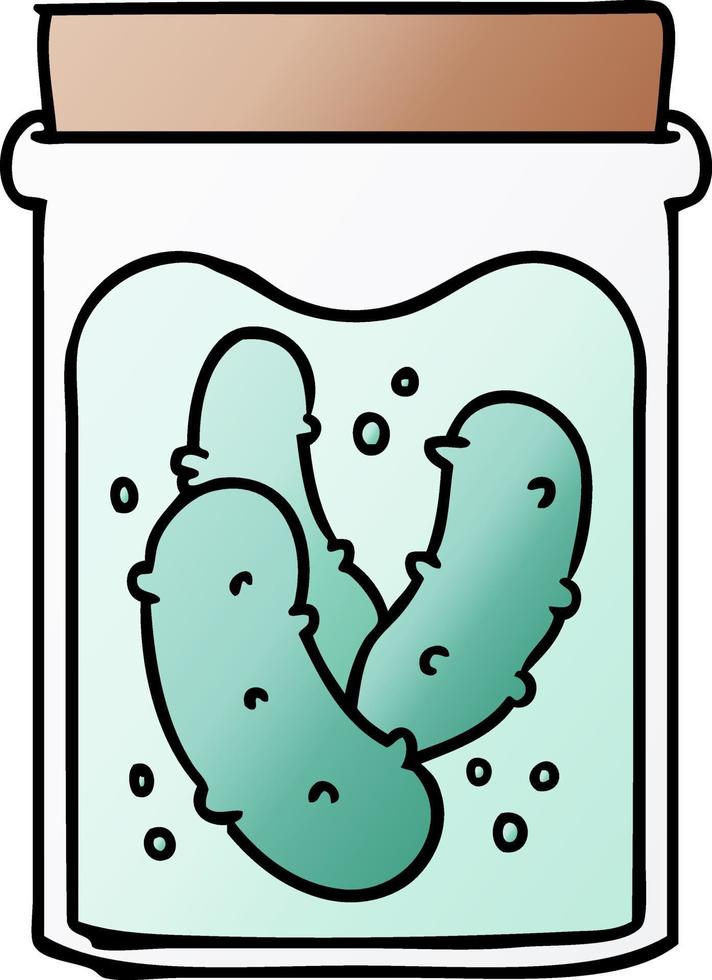 gradient cartoon doodle jar of pickled gherkins vector