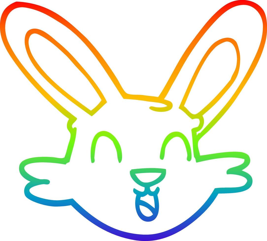 rainbow gradient line drawing cartoon cute bunny vector