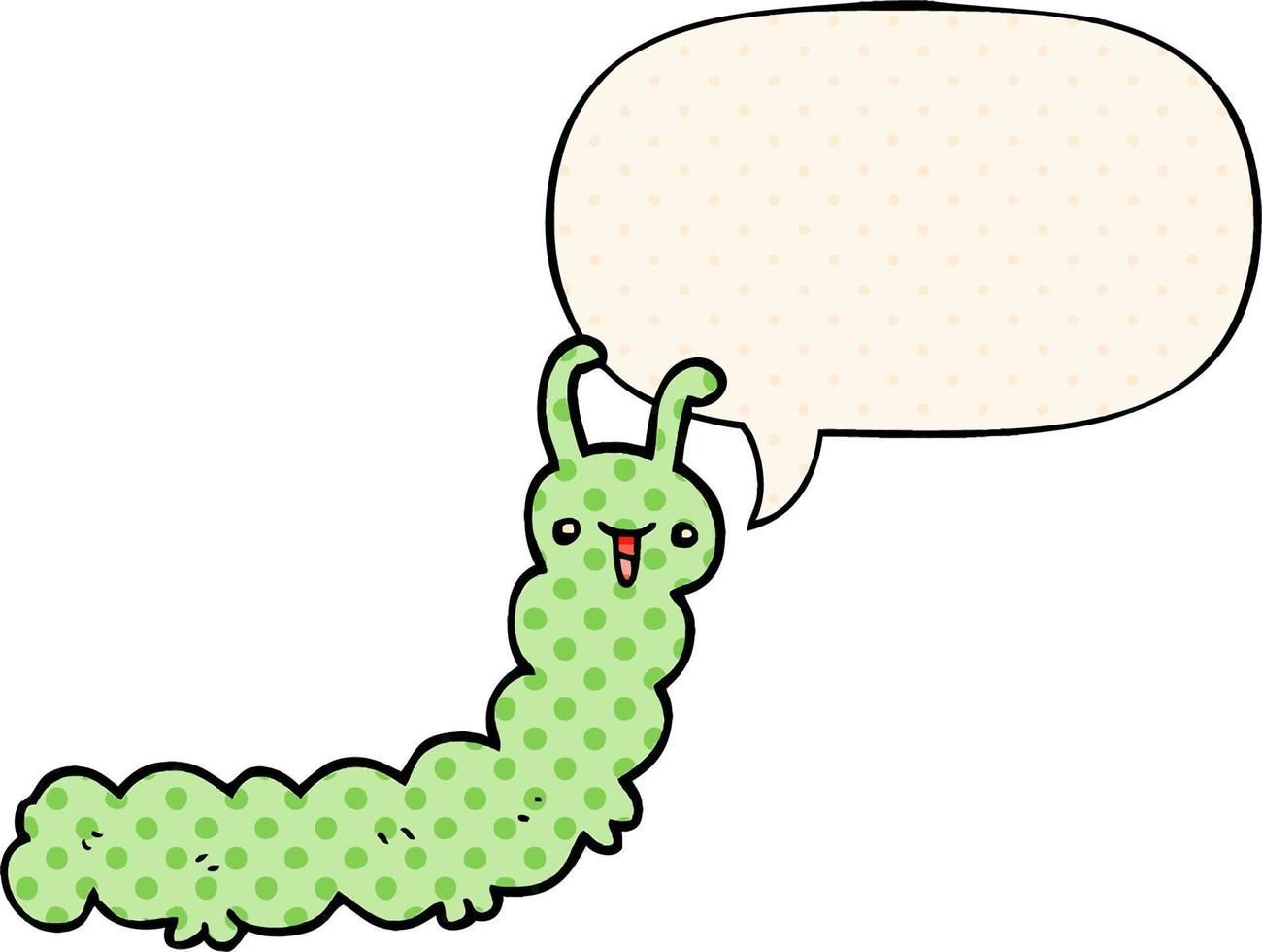 cartoon caterpillar and speech bubble in comic book style vector