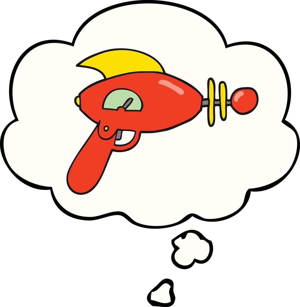 cartoon ray gun and thought bubble vector