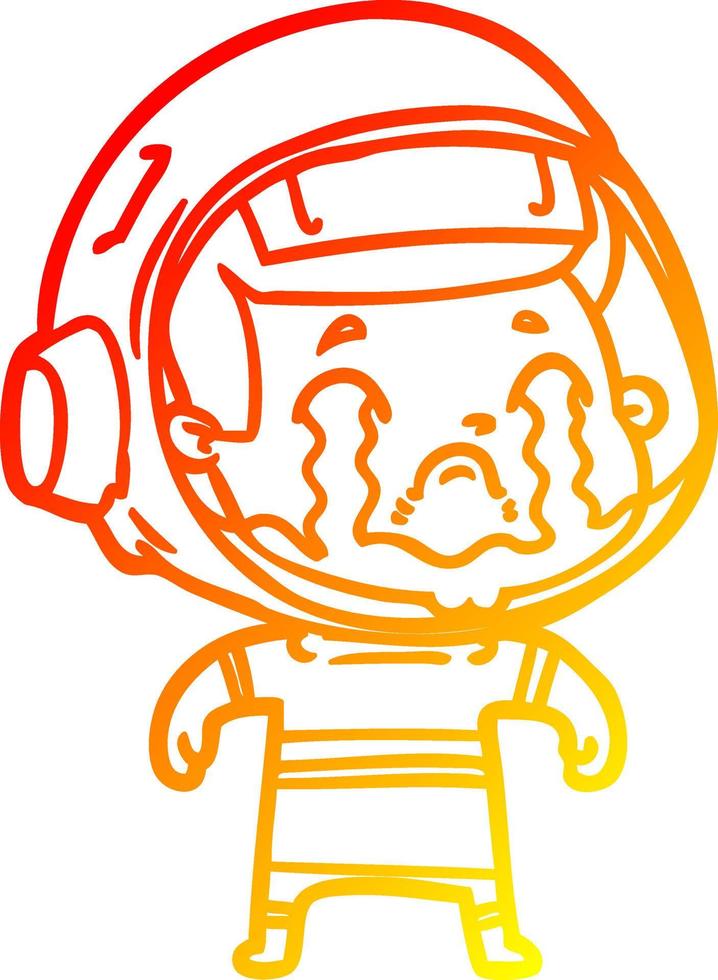 cálido gradiente línea dibujo dibujos animados llorando astronauta vector