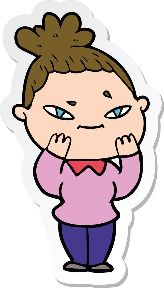 sticker of a cartoon woman vector