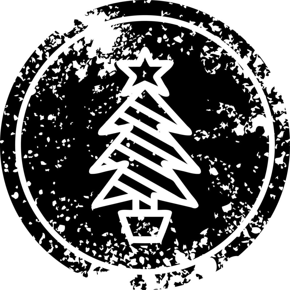 icono angustiado del árbol de navidad vector