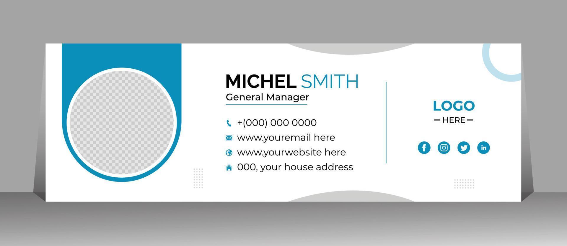 Modern Professional Personal Corporate Business email signature layout or email footer Template design vector