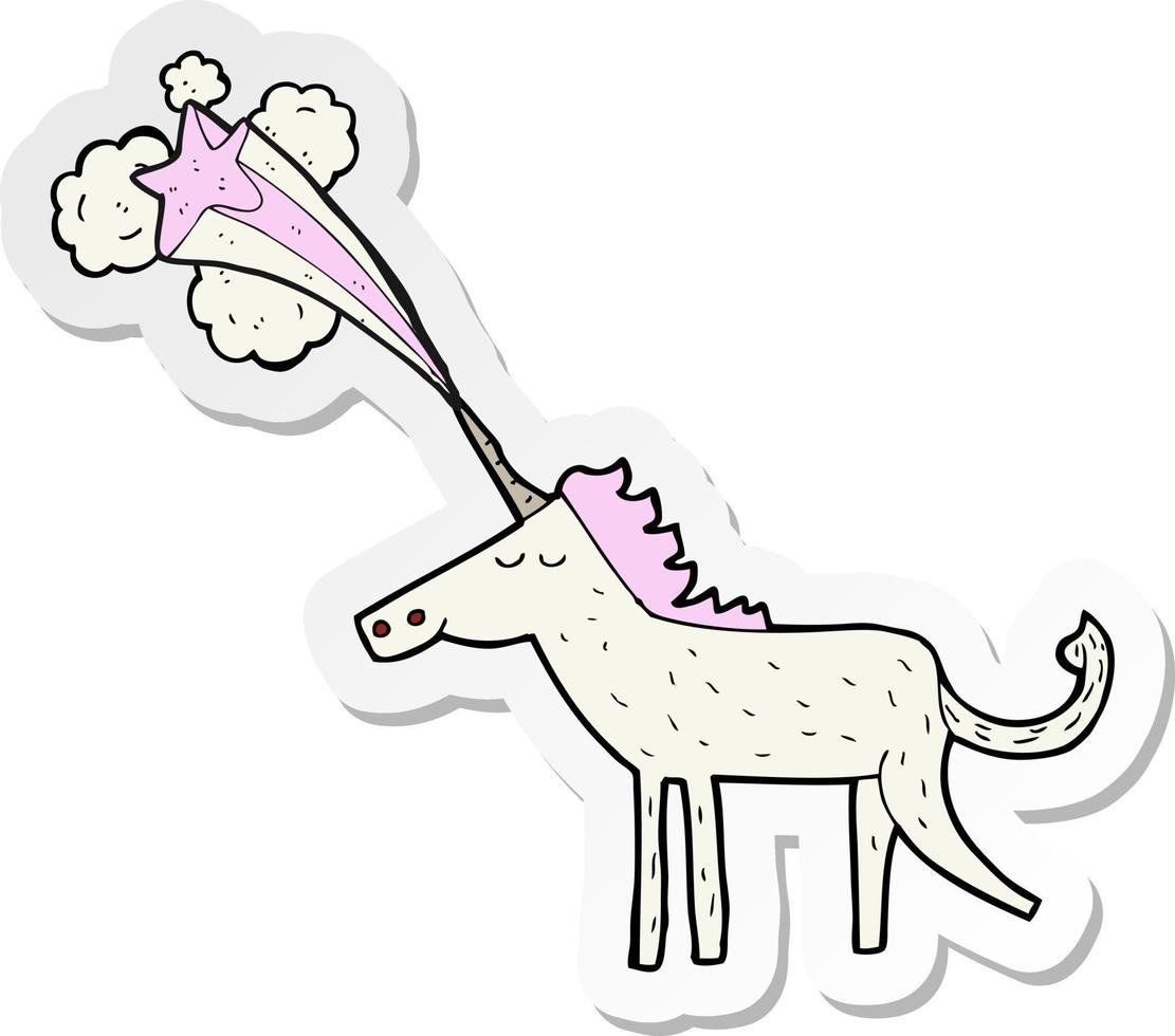 pegatina de un unicornio mágico de dibujos animados vector