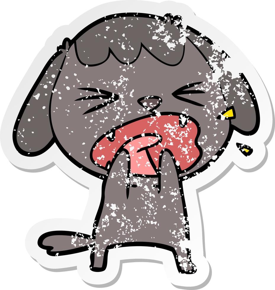 distressed sticker of a cute cartoon dog barking vector