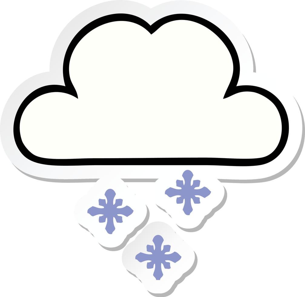 sticker of a cute cartoon snow cloud vector