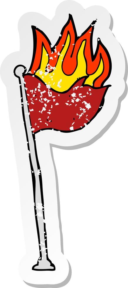 retro distressed sticker of a cartoon flag vector