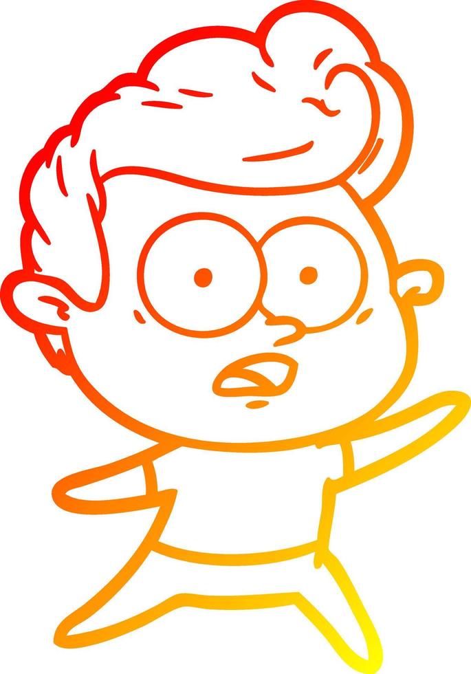 warm gradient line drawing cartoon staring man vector