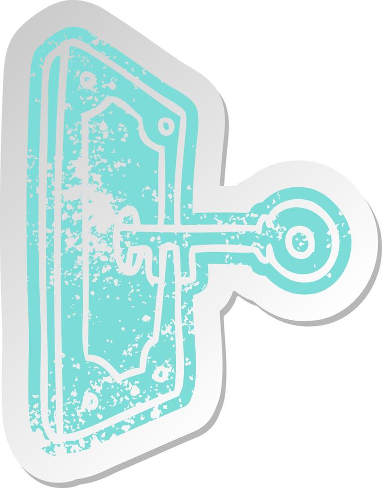 distressed old sticker of a door handle vector