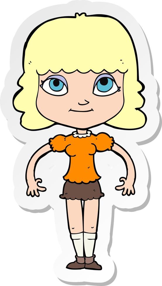 pegatina de una niña de dibujos animados vector