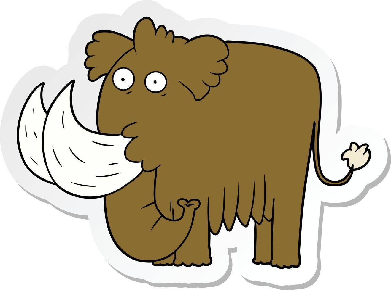 sticker of a cartoon mammoth vector