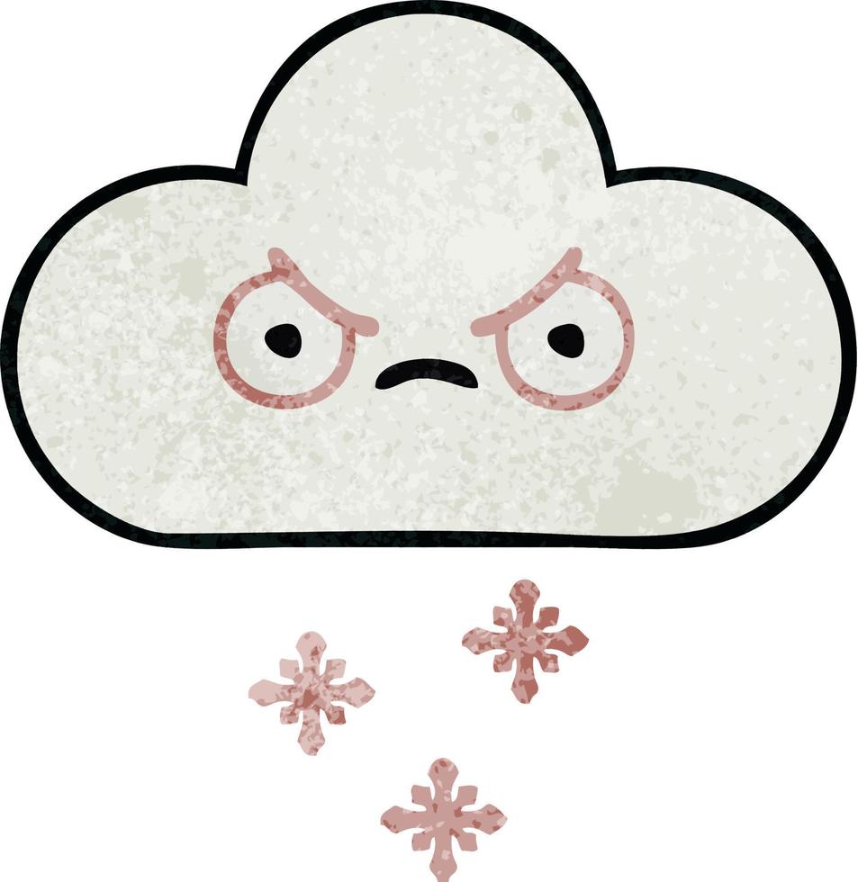 retro grunge texture cartoon snow cloud vector