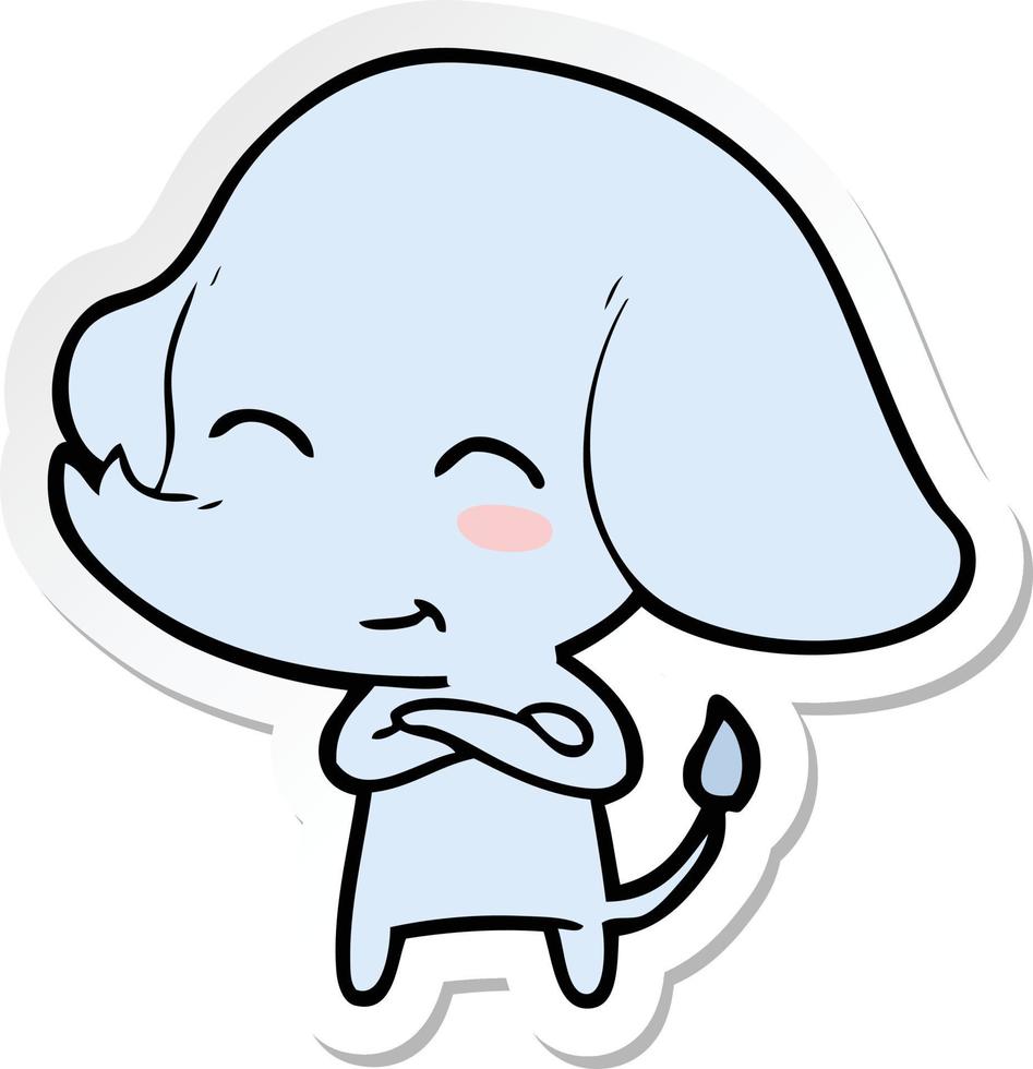 sticker of a cute cartoon elephant vector