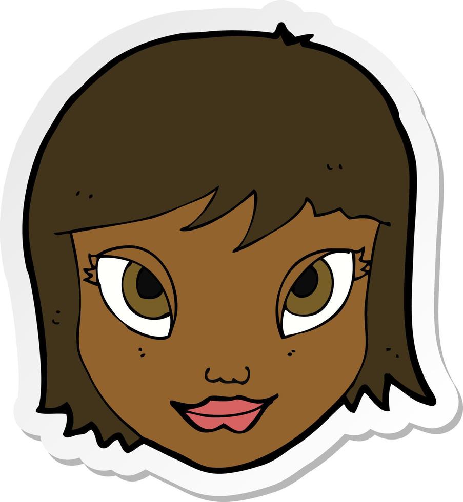 sticker of a cartoon female face vector