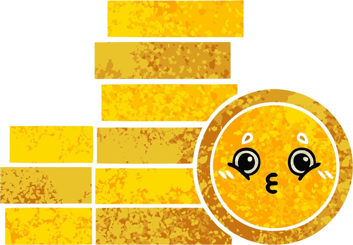 retro illustration style cartoon coins vector