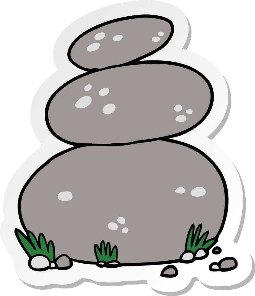 sticker of a cartoon large stacked stones vector