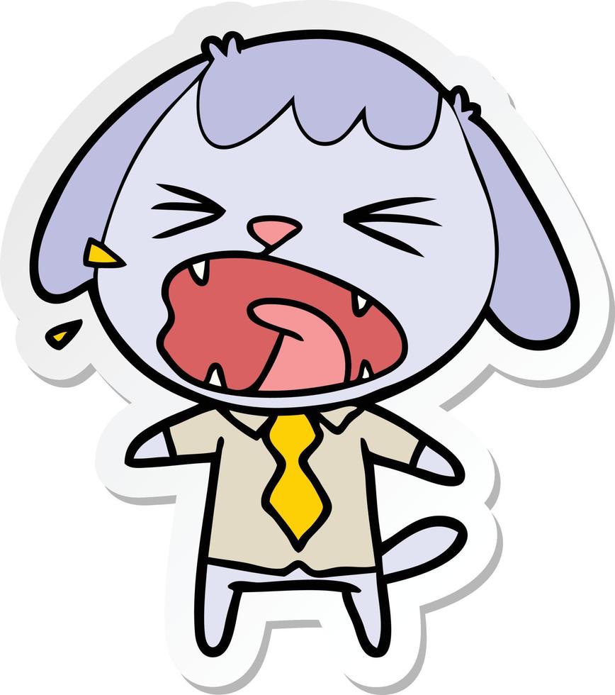 sticker of a cute cartoon dog barking vector