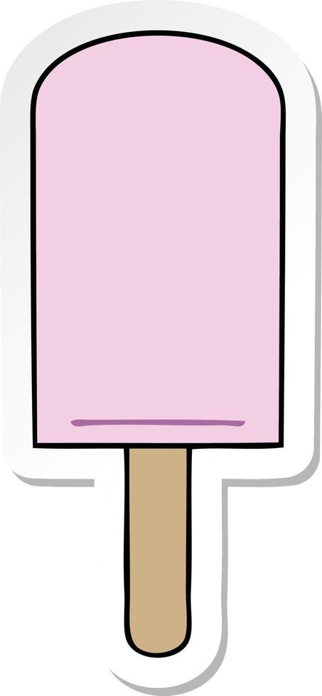 sticker of a quirky hand drawn cartoon ice lolly vector