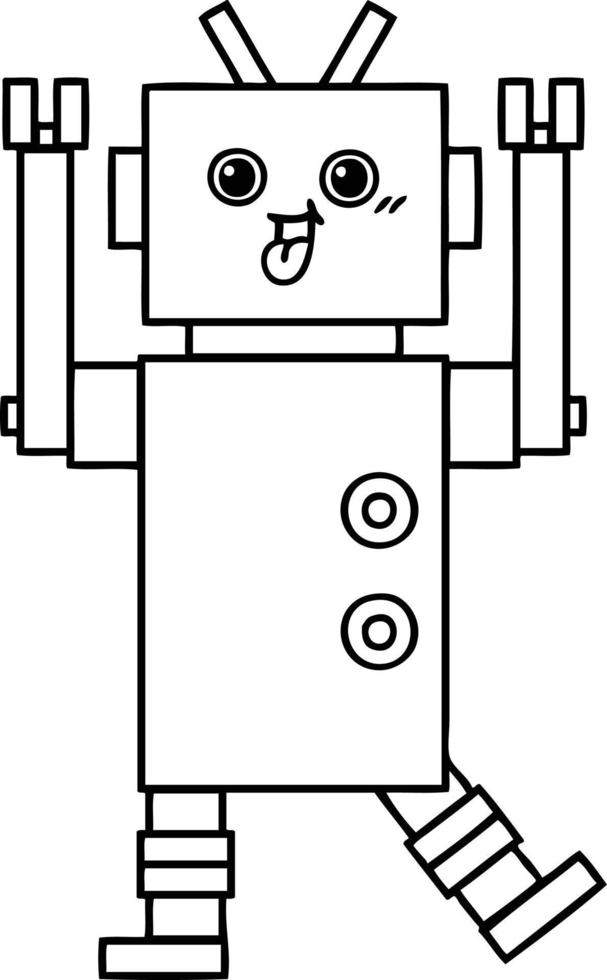 line drawing cartoon robot vector