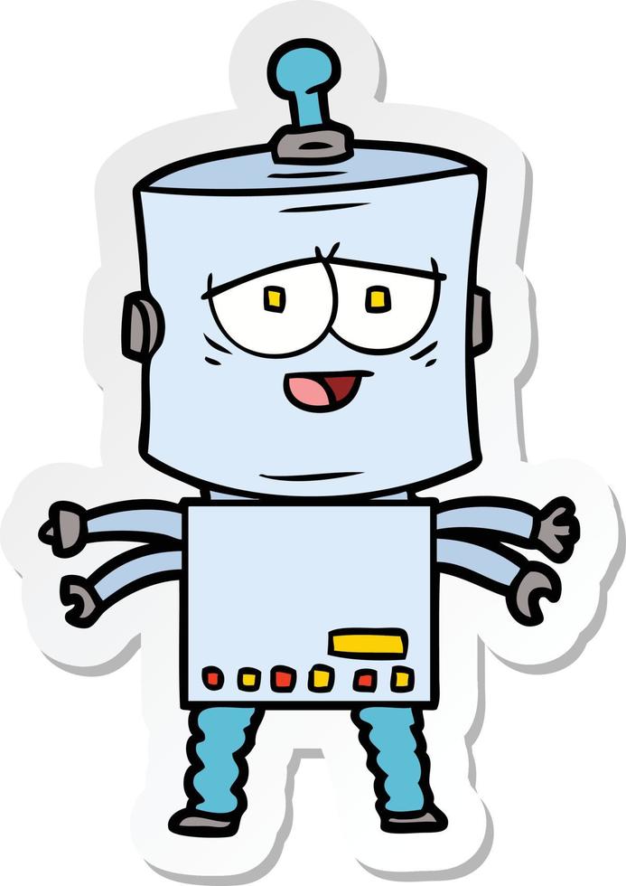 sticker of a cartoon robot vector