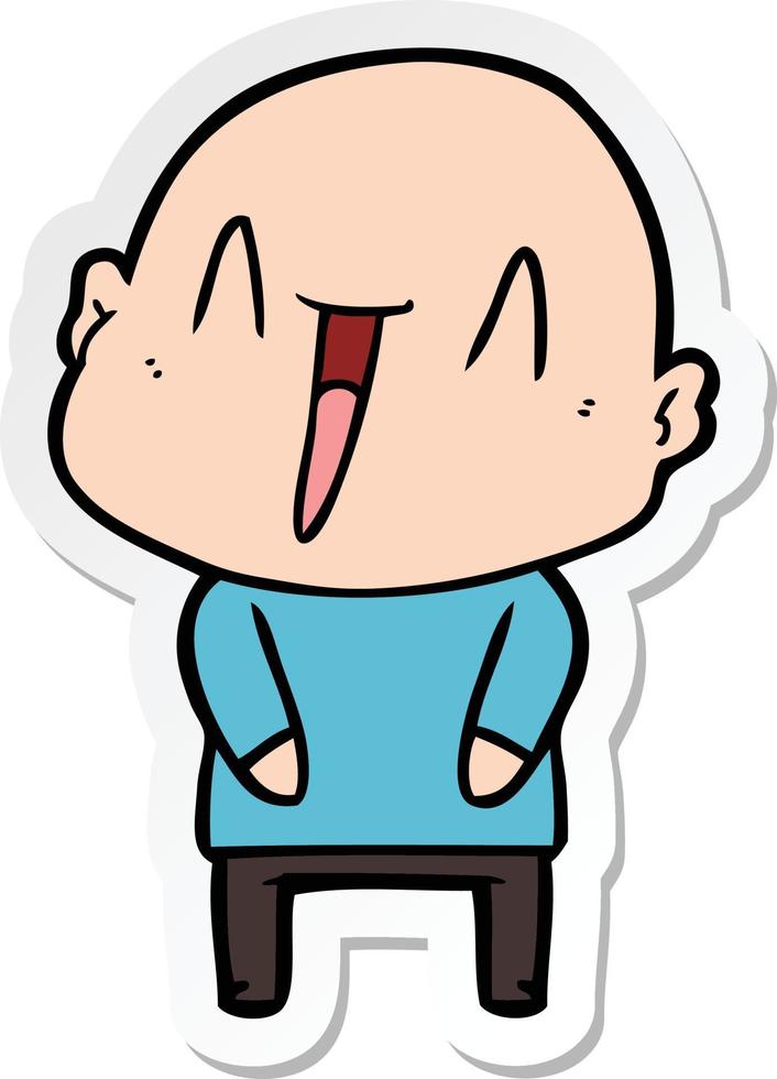 sticker of a happy cartoon bald man vector