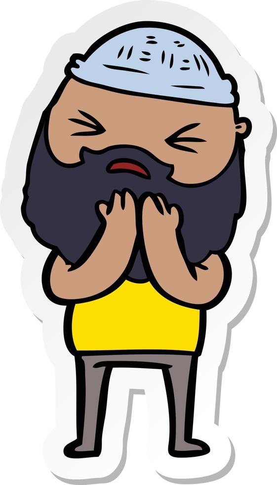 sticker of a cartoon man with beard vector