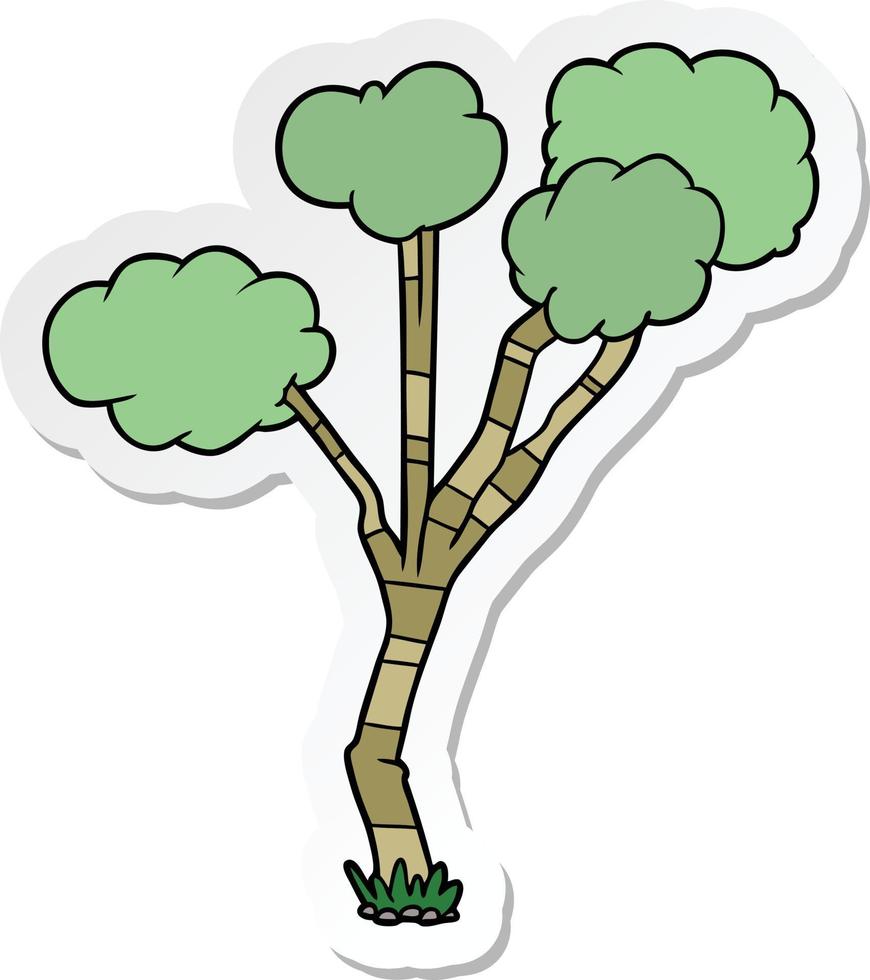 pegatina de un árbol escaso de dibujos animados vector