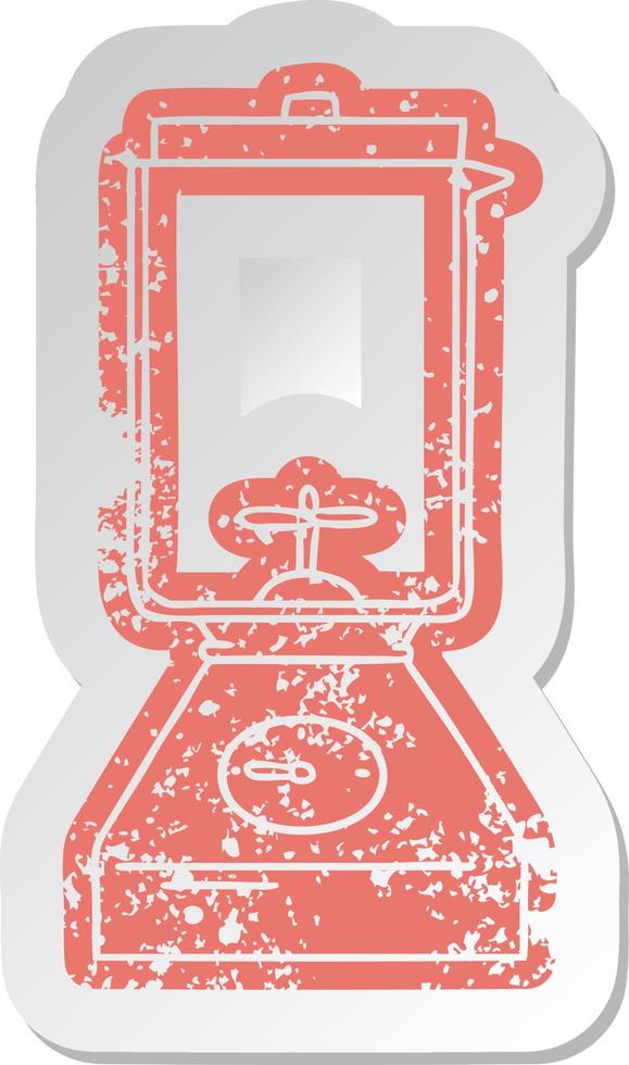 distressed old sticker of a food blender vector