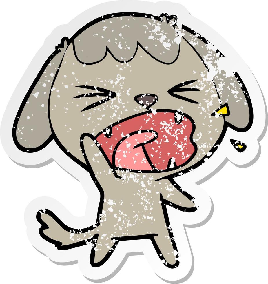 distressed sticker of a cute cartoon dog barking vector