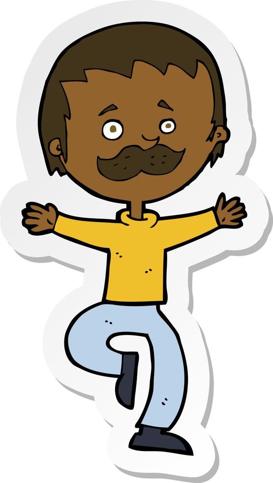 sticker of a cartoon dancing man with mustache vector