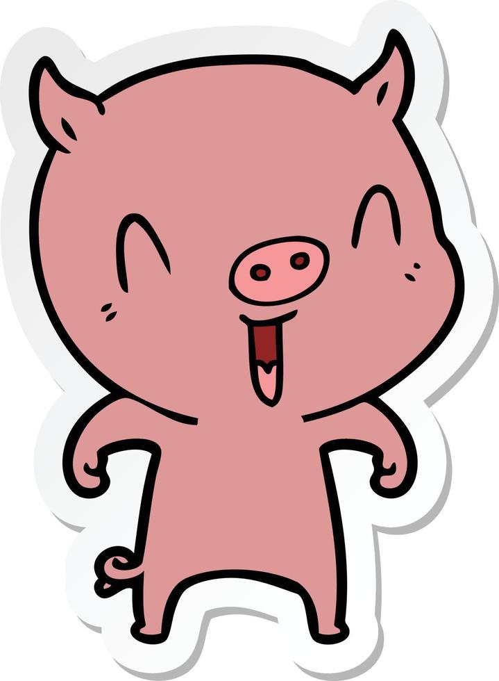 sticker of a happy cartoon pig vector