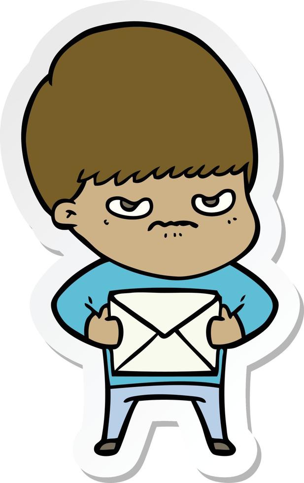 sticker of a angry cartoon boy vector