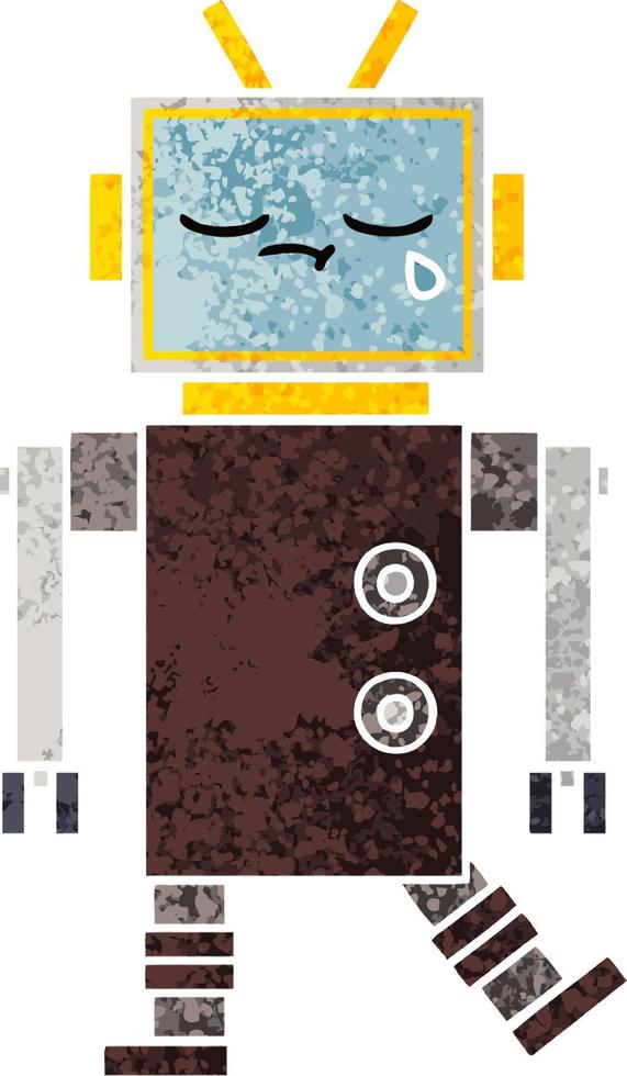 retro illustration style cartoon robot vector