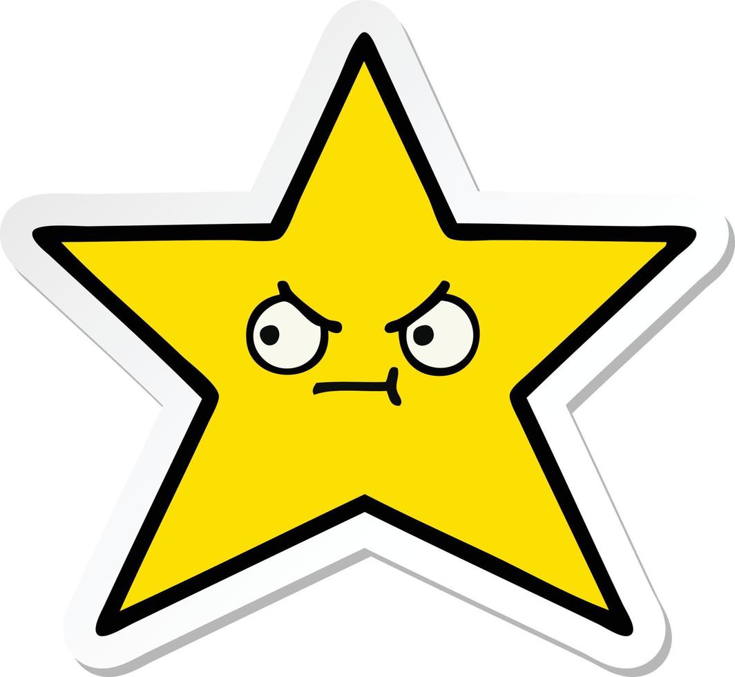 sticker of a cute cartoon gold star vector