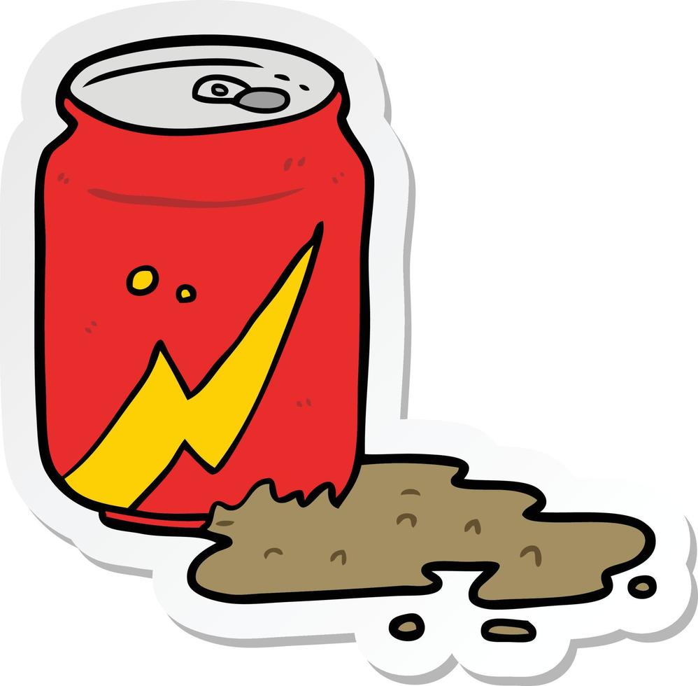 sticker of a cartoon soda can vector