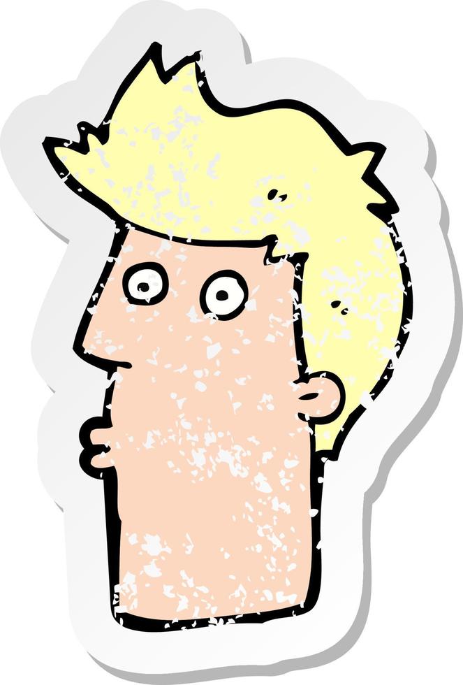retro distressed sticker of a cartoon surprised man vector