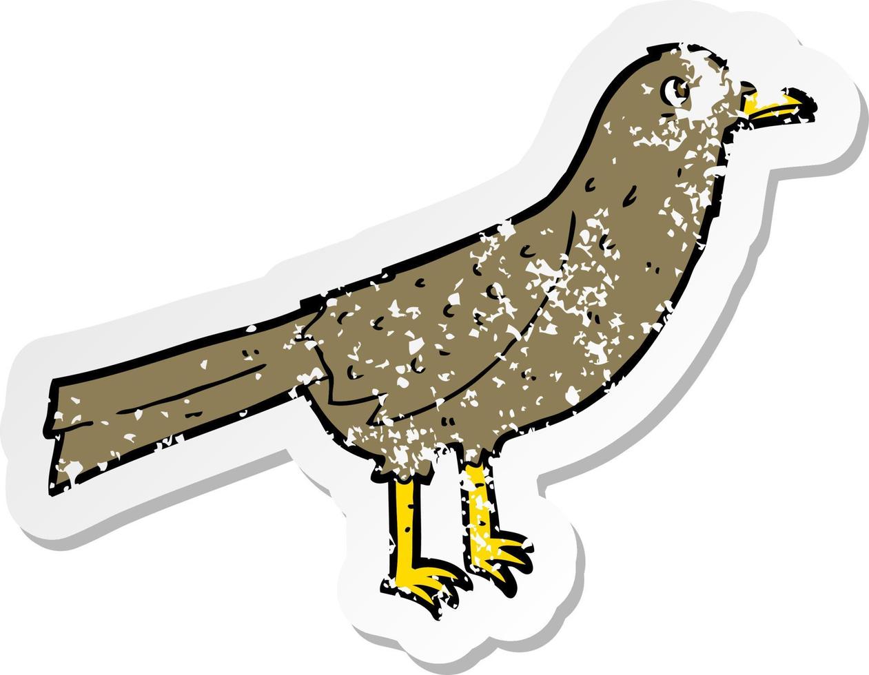 retro distressed sticker of a cartoon bird vector