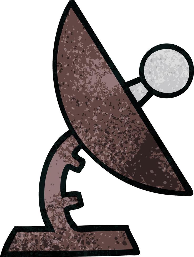 retro grunge texture cartoon satellite dish vector