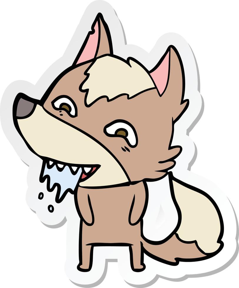 sticker of a cartoon hungry wolf vector