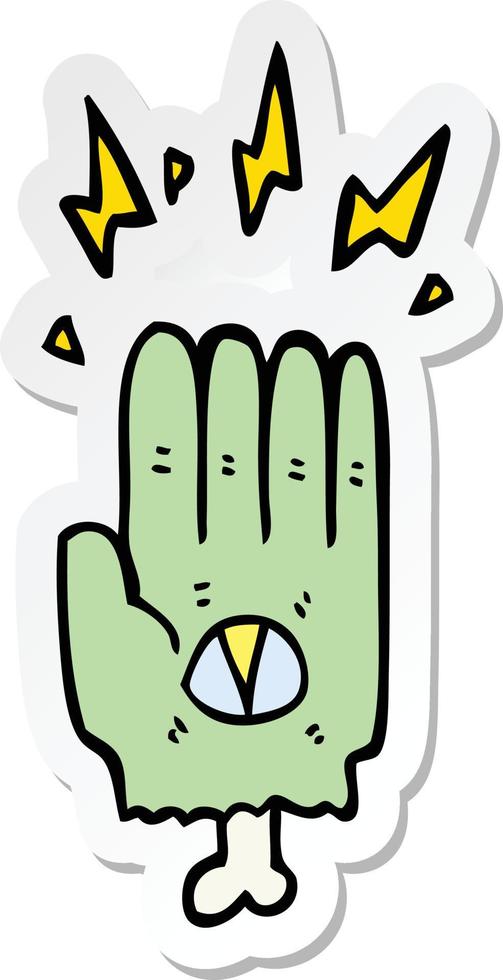 sticker of a spooky halloween zombie hand vector