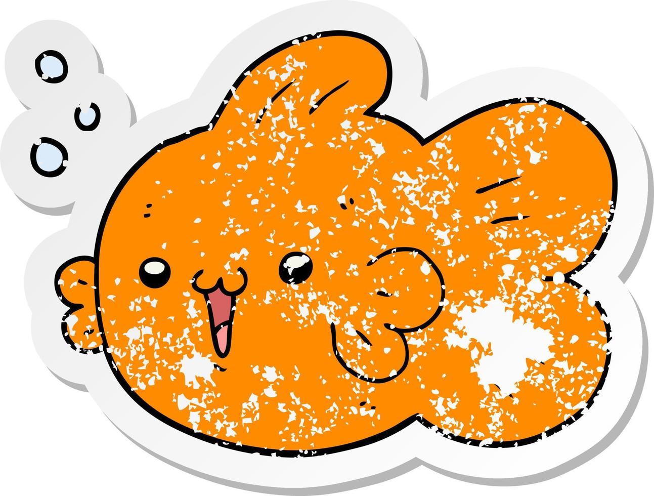 distressed sticker of a cartoon fish vector
